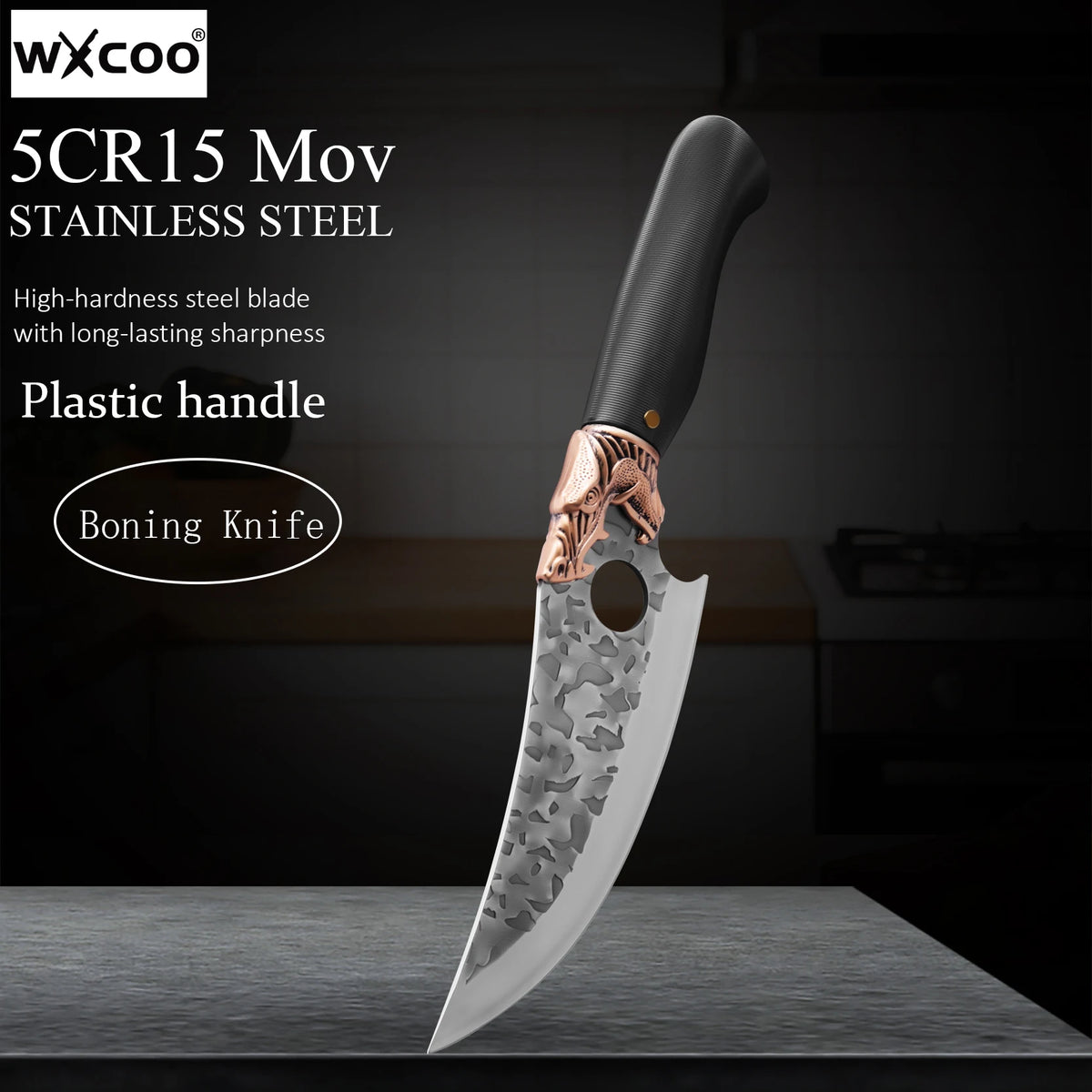 WXCOO Hand Forged Stainless Steel Chef & Butcher Knife Kitchen Chef Knife Axl Boning Knife