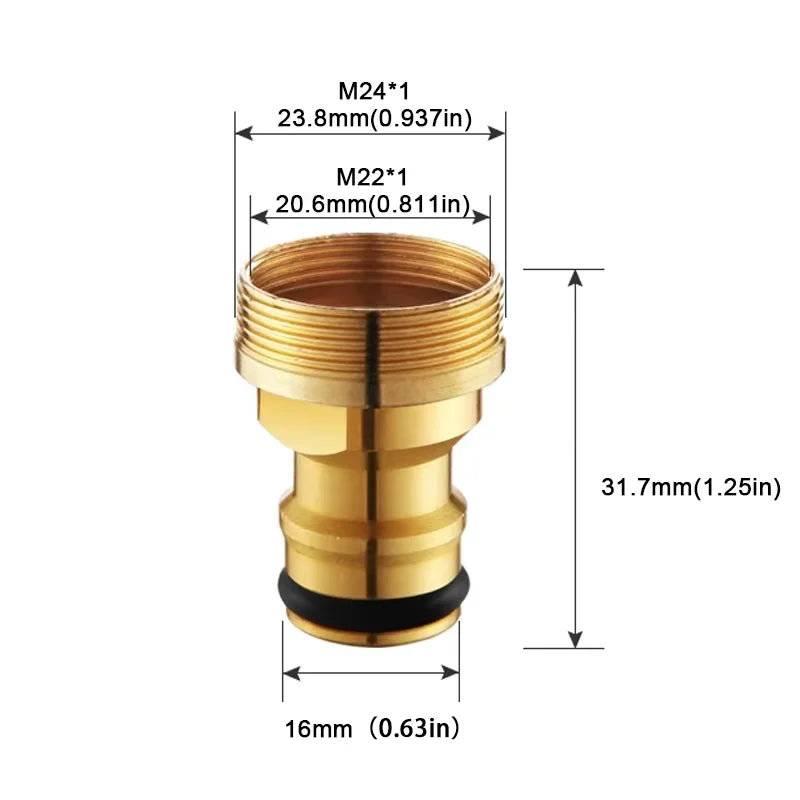 Brass Threaded Tap Connector – Kitchen & Garden Faucet Adapter Tap Connector Adapter Axl
