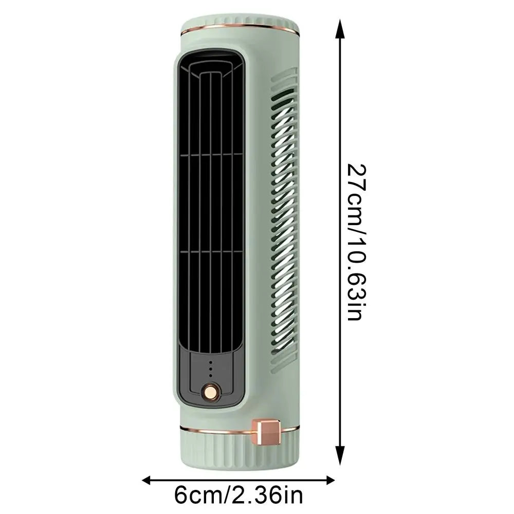 Mini Bladeless Tower Fan – USB Rechargeable 3-Speed Portable Portable Tower Fan Axl Green