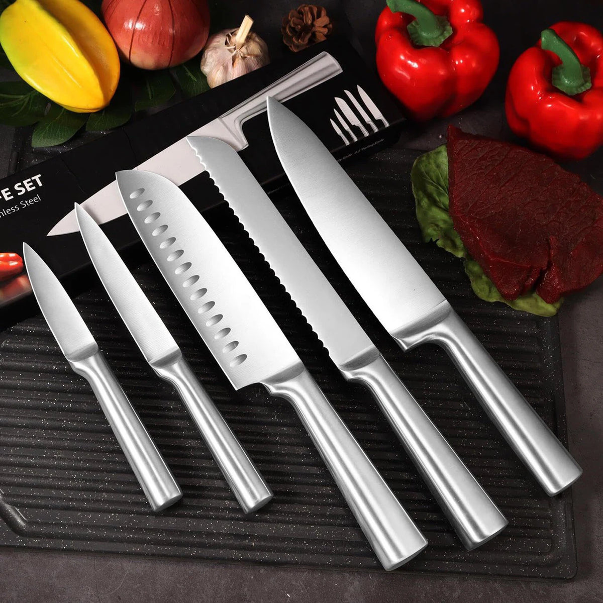 5-Piece Japanese Chef Knife Set | Stainless Steel Kitchen Knives Kitchen Knife Set Axl