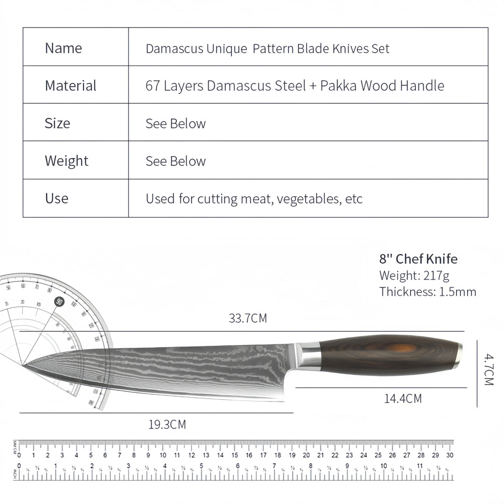VG10 Damascus Steel 8" Japanese Chef Knife with Gift Box Damascus Chef Knife Axl