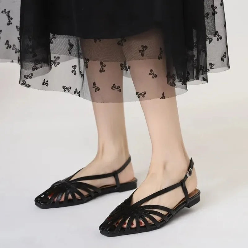 Women's Flat Gladiator Sandals – Narrow Band Buckle Strap Summer Flat Gladiator Sandals Axl