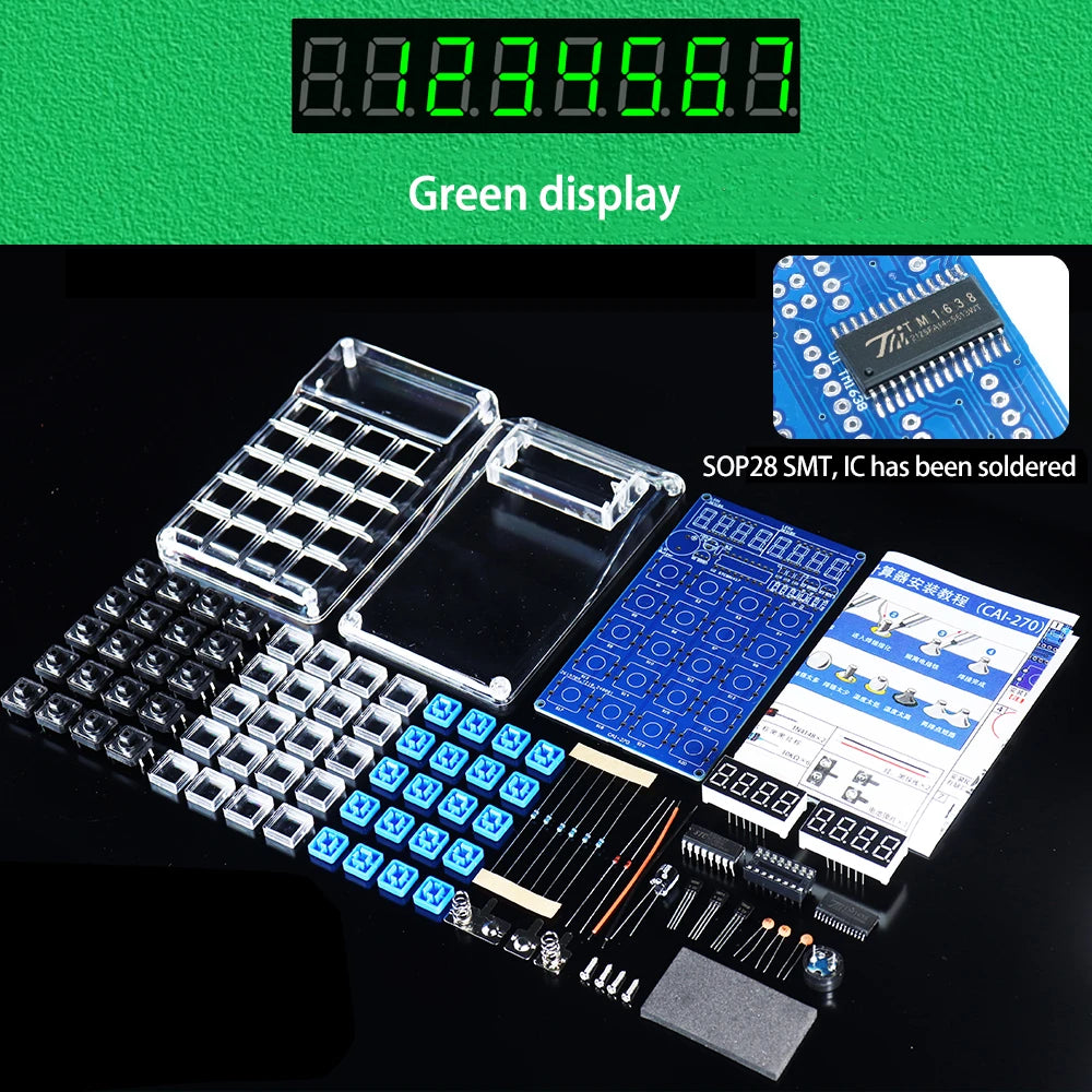 LED Calculator DIY Kit – 51 Microcontroller Soldering Practice DIY Electronics Kit Axl Green
