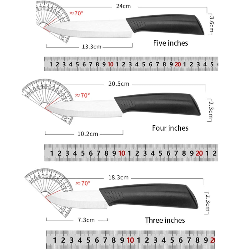 Ceramic Paring Knife Set 3" 4" 5" – Non-Slip Fruit Kitchen Ceramic Paring Knife Axl