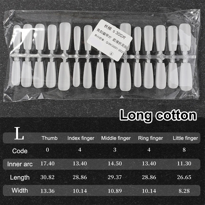 300 Pcs Matte & Clear False Nail Tips – Gel Extension DIY Kit