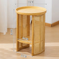 Round Bamboo Coffee Table with Storage Shelf | Japanese Style Bamboo Coffee Table Axl Wood color large