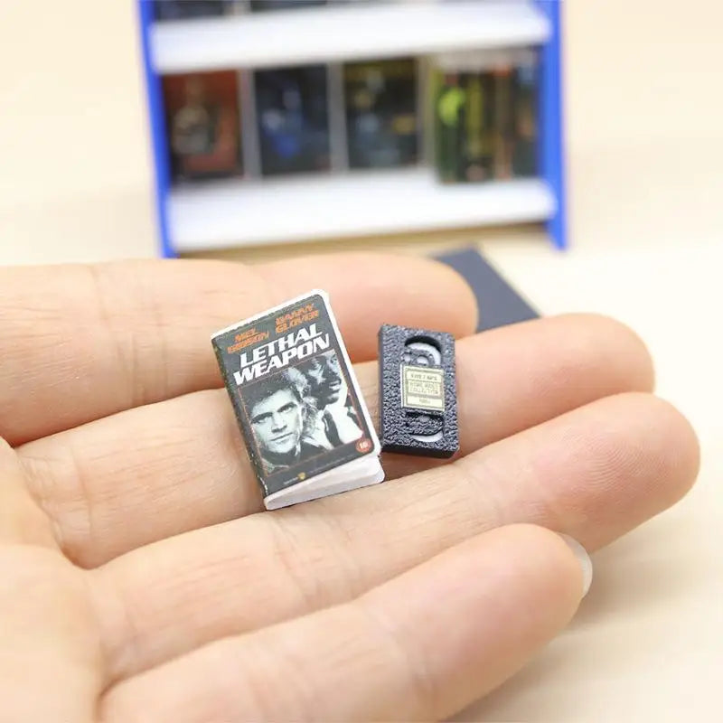 1/12 Dollhouse Retro Video Tape Shelf Miniature Accessory Set Dollhouse Accessory Axl