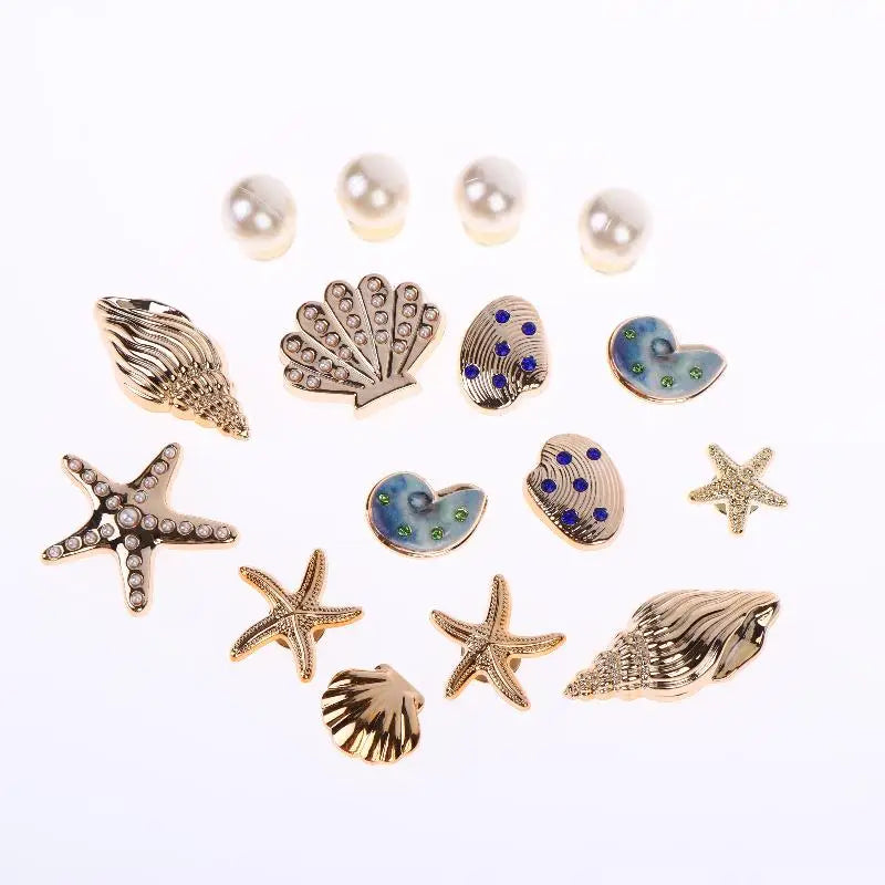 16-Piece Starfish Shell Shoe Charms Set | DIY Bling Clips Shoe Charms Set Axl 1Set