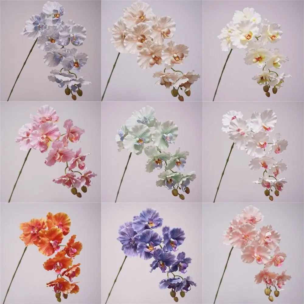 9-Head Artificial Phalaenopsis Orchid Silk Flower Stem 98cm Artificial Silk Flower Axl