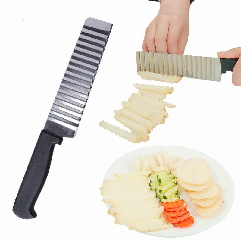 Stainless Steel Crinkle Wavy Slicer – French Fry & Veggie Cutter Vegetable Slicer Axl