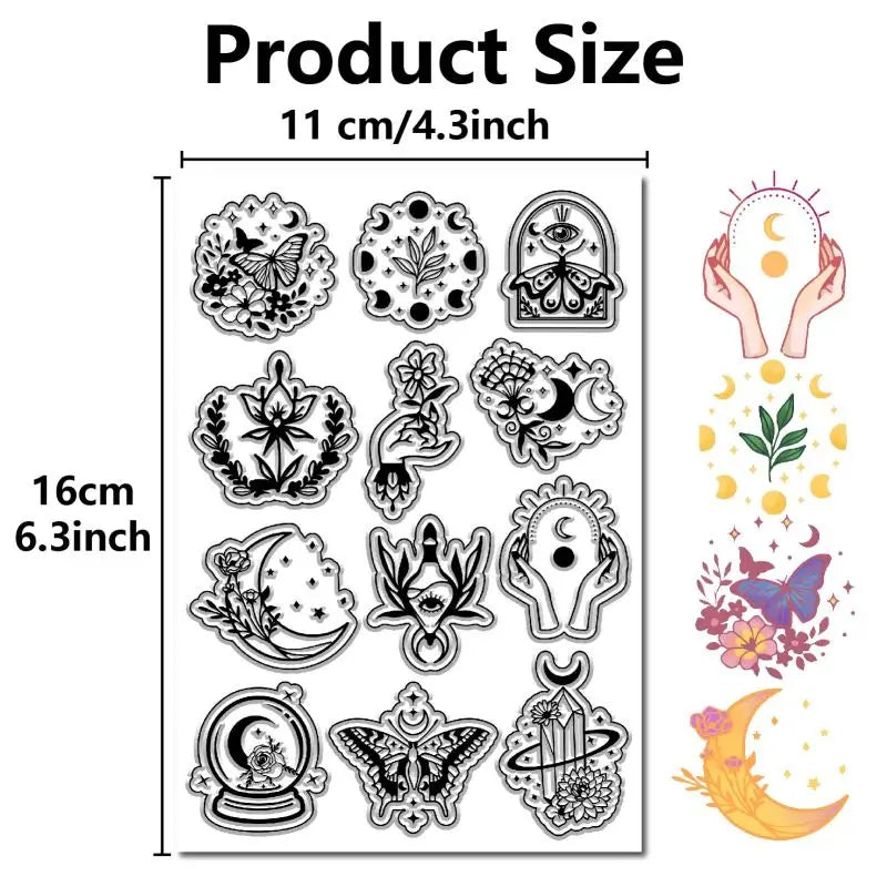 ATC Frames Clear Stamp – Vintage Butterfly & Flowers Journaling Clear Silicone Stamp Axl AECH04-05493