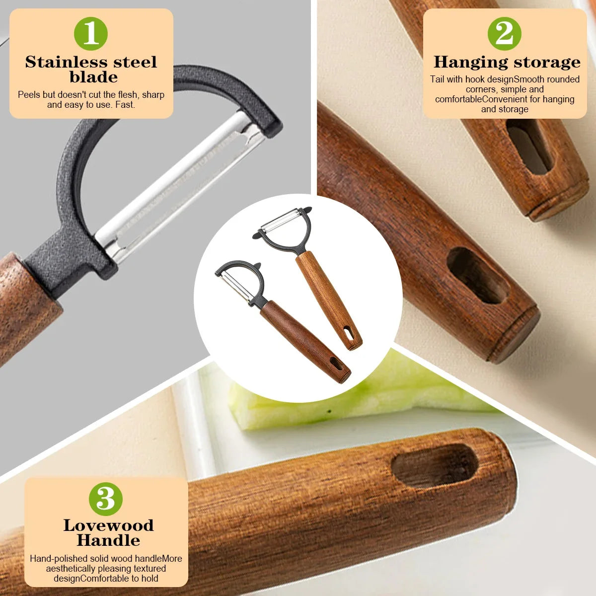 Stainless Steel Y/P Vegetable Peeler – Acacia Wood Handle Vegetable Peeler Axl