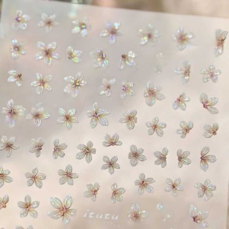 5-Petal Flower Nail Stickers – Floral DIY Nail Art Decals Nail Art Stickers Axl Champagne