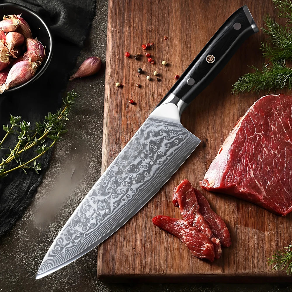 67-Layer Damascus Steel Chef Knife – Sharp Professional Kitchen Damascus Chef Knife Axl Chef Knife