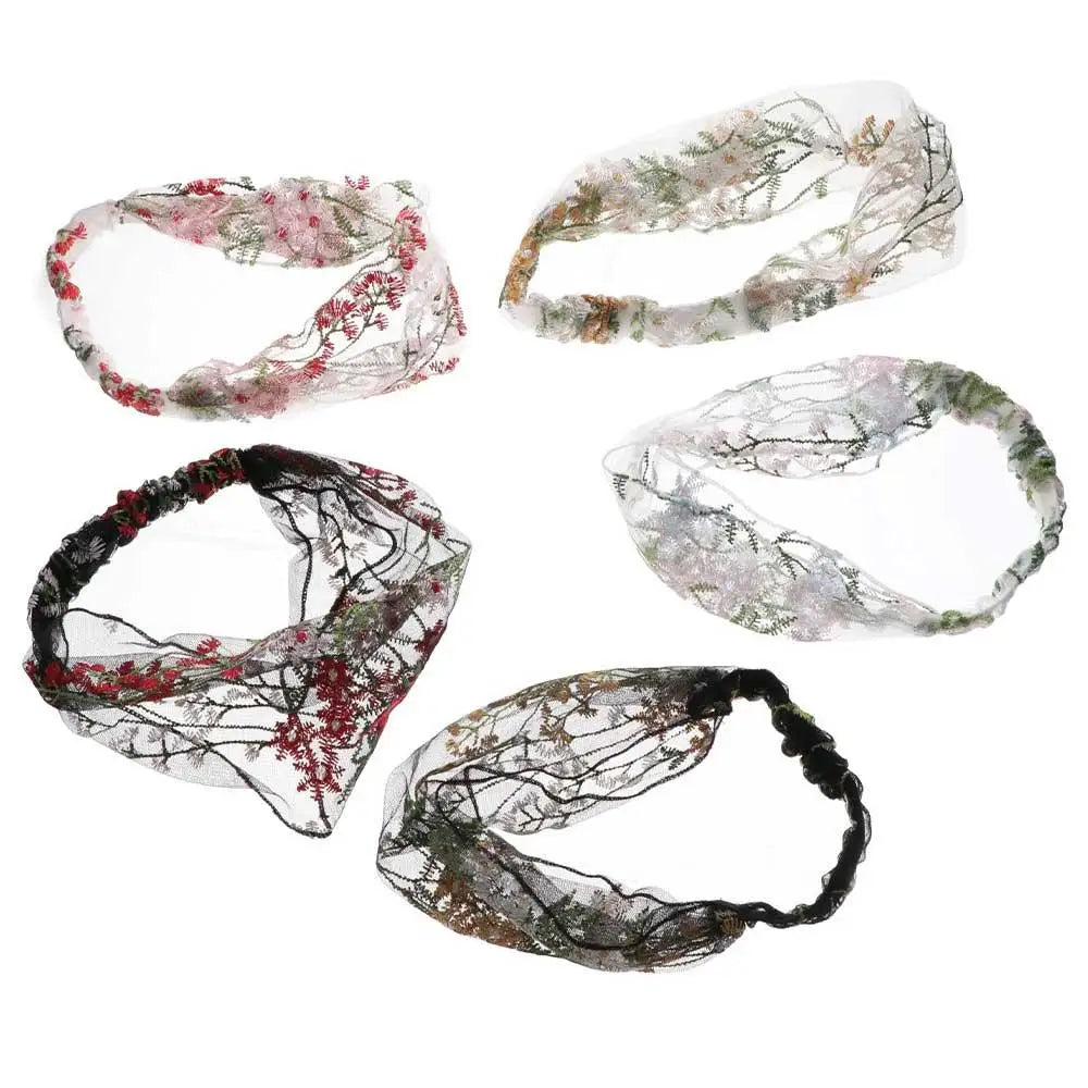 Korean Lace Floral Wide-Brim Turban Headband | Face Wash Hair Band Turban Headband Axl