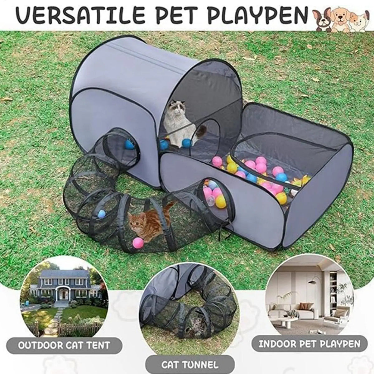 Foldable Cat & Dog Play Pen Tent – Breathable Pet Enclosure Pet Play Pen Tent Axl