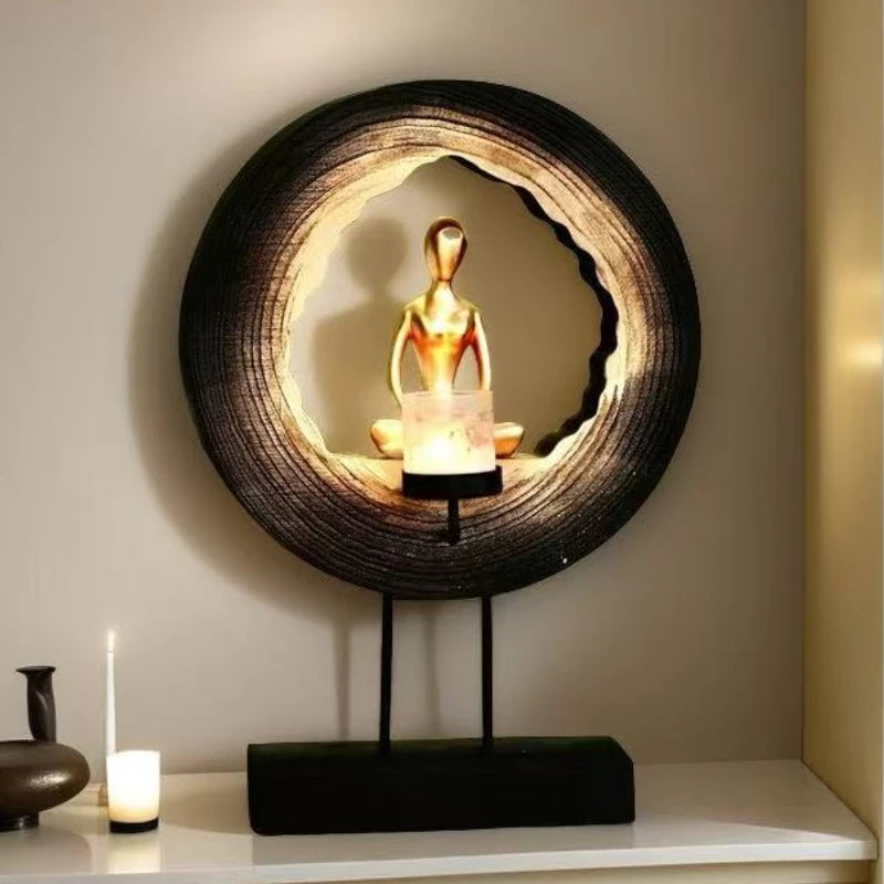 Retro Wooden Candle Holder Figurine – Modern Home Décor Candle Holder Figurine Axl