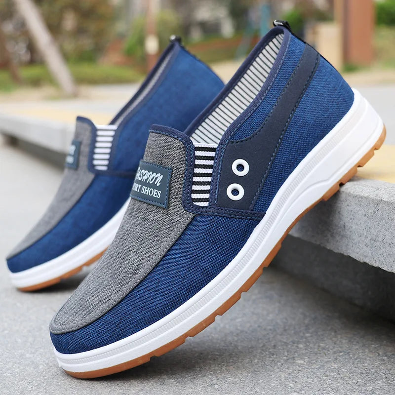 Men's Canvas Slip-On Loafers – Lightweight Color Block Casual Shoe Canvas Slip-On Loafers Axl