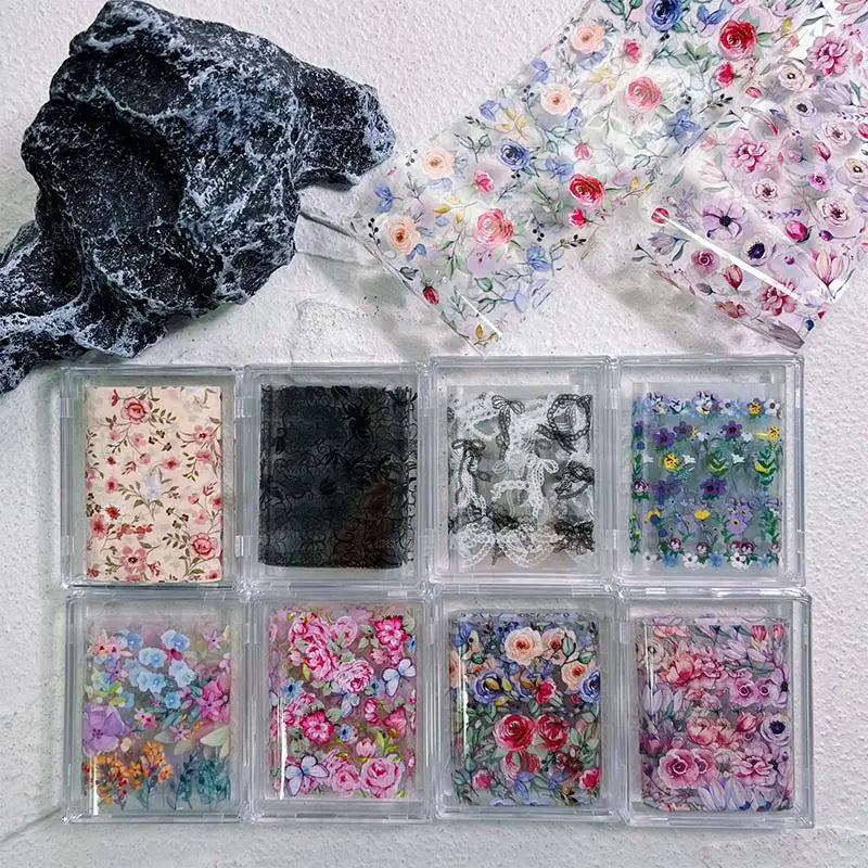 Floral Rose Nail Transfer Foil Stickers – DIY Nail Art Wraps Nail Art Stickers Axl
