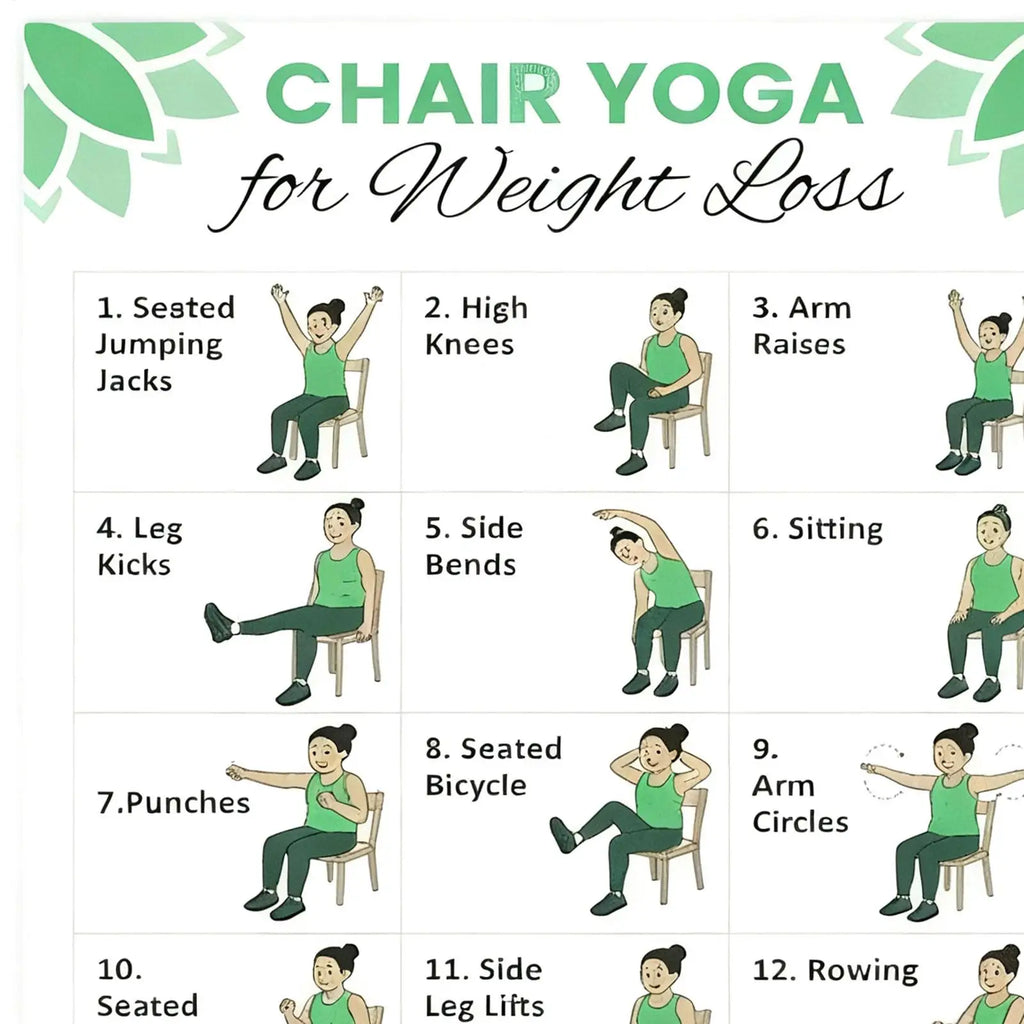 Chair Yoga Poster Set – 30-Day Workout Guide for Seniors Yoga Workout Poster Axl