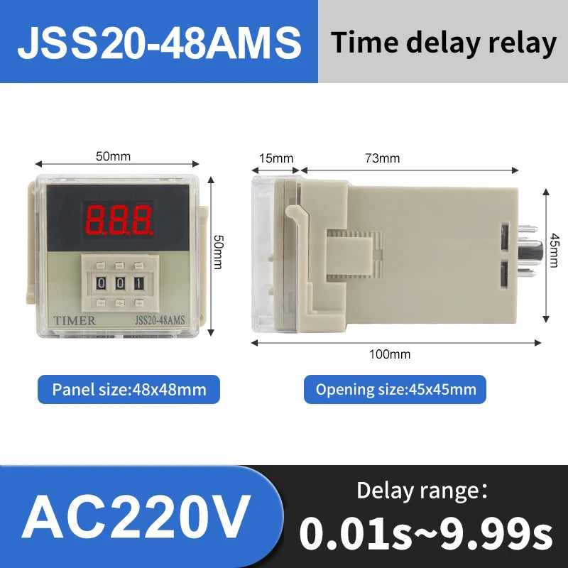 JSS20-48 Programmable Digital Time Relay DC24V AC220V LED Digital Time Relay Axl 9.99S-AC220v