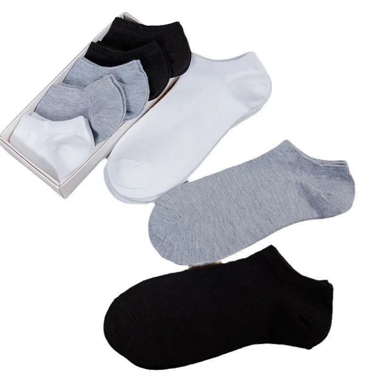Men's Low-Cut Ankle Boat Socks – Soft Polyester, Solid Colour Men's Ankle Socks Axl