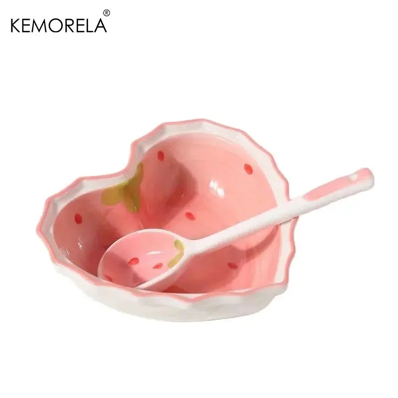 Ceramic Strawberry Spoons Set 2/4/6Pcs | KEMORELA Tableware Ceramic Spoon Set Axl Strawberry Spoon