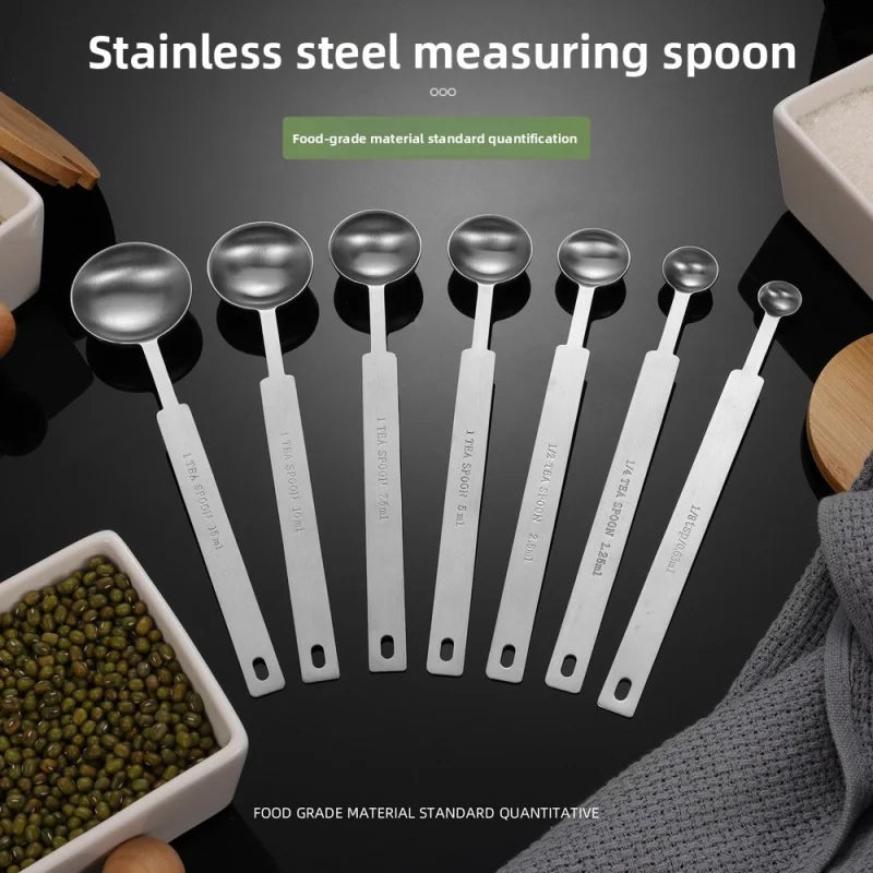 7-Piece Stainless Steel Measuring Spoons Set – Long Handle Measuring Spoons Set Axl