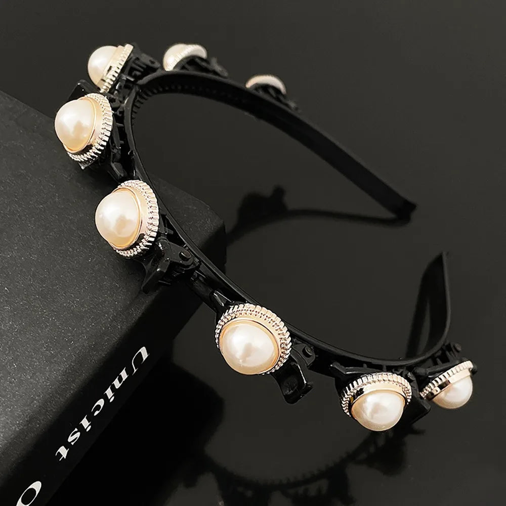 Rhinestone Pearl Flower Hair Braider Toothed Headband | Zircon Hair Braider Headband Axl Style 6
