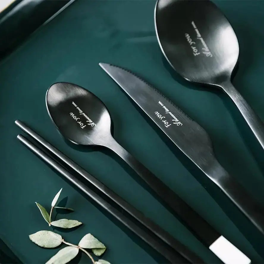 Stainless Steel Cutlery Set – Knife, Fork & Spoon Flatware Flatware Cutlery Set Axl