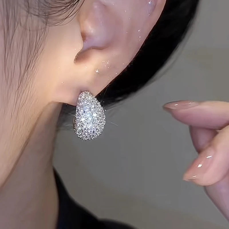 Huitan Cubic Zirconia Hoop Earrings – Wedding & Engagement Jewelry Hoop Earrings Axl