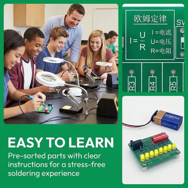 Soldering Practice DIY Kit – LED PCB Learning Board for Students Soldering Practice Kit Axl