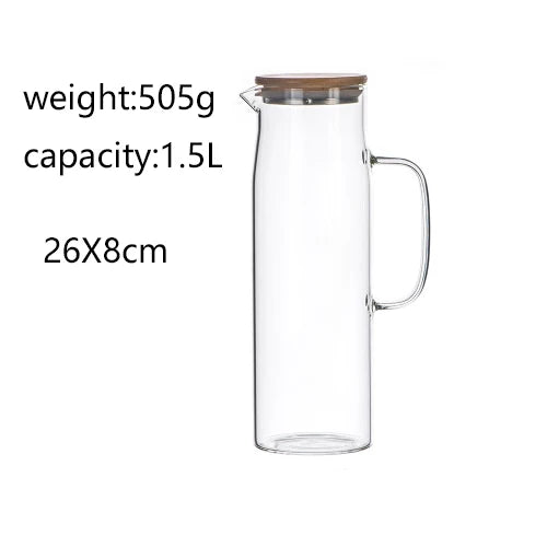 KEMORELA Glass Kettle 1L/1.5L – Bamboo Lid & BPA-Free Filter Glass Kettle Jug Axl kattle-1.5L >1L