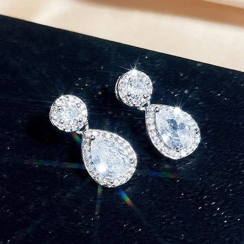 Huitan Waterdrop CZ Drop Earrings – Bridal & Wedding Jewelry Drop Earrings Axl