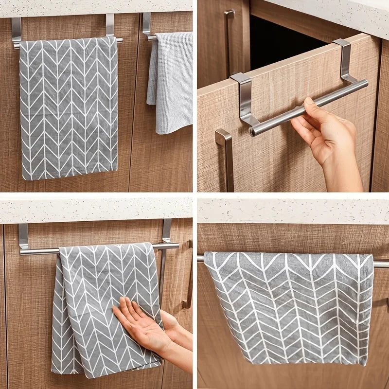 No-Drill Cabinet Door Towel Rack – Zinc Alloy Kitchen Organizer Cabinet Towel Rack Axl