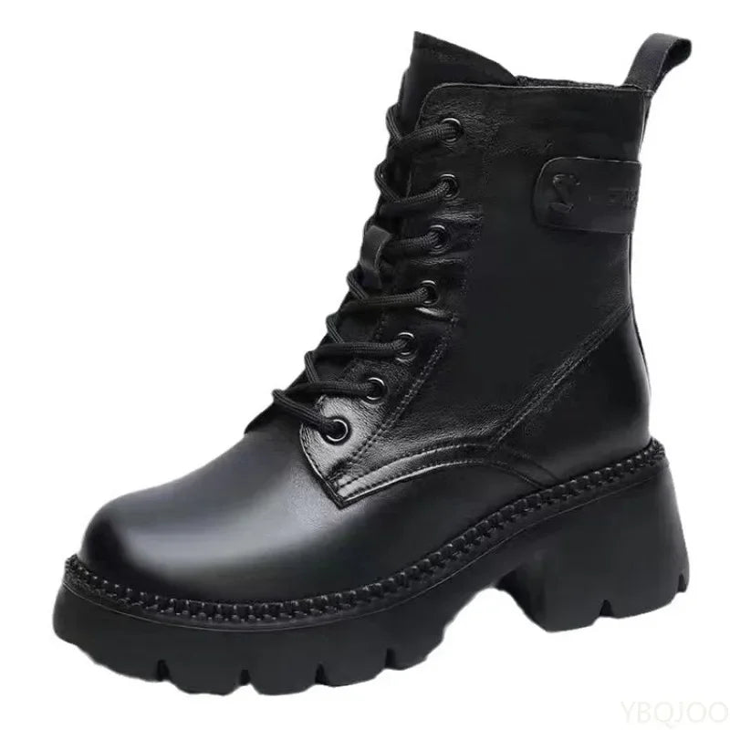 Women's Plush Lined Retro Ankle Boots – Zip-Up Thick Heel Women's Ankle Boots Axl