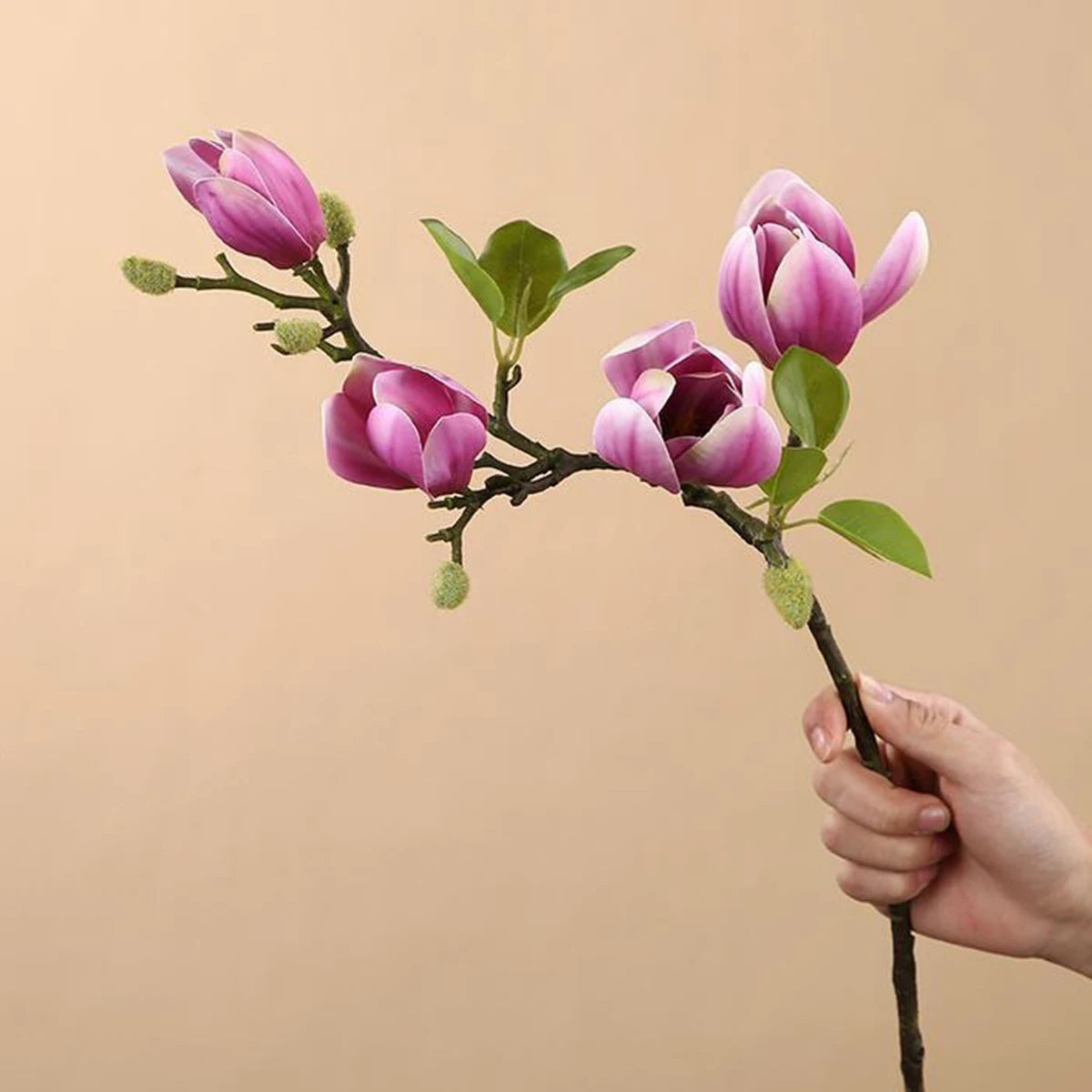 Silk Magnolia Artificial Flower Branch – Wedding & Home Décor Artificial Flower Branch Axl plum