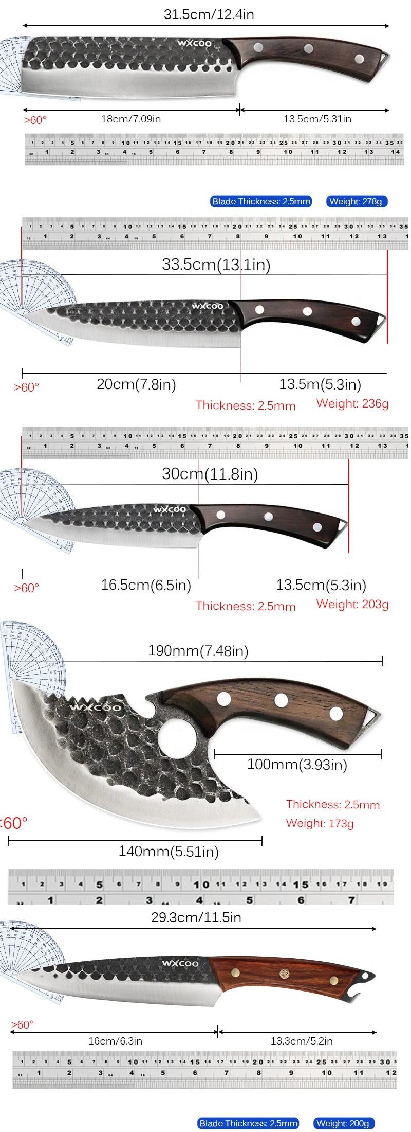 Hand Forged Hammered Chef's Knife Set – Stainless Steel Chef Knife Set Axl