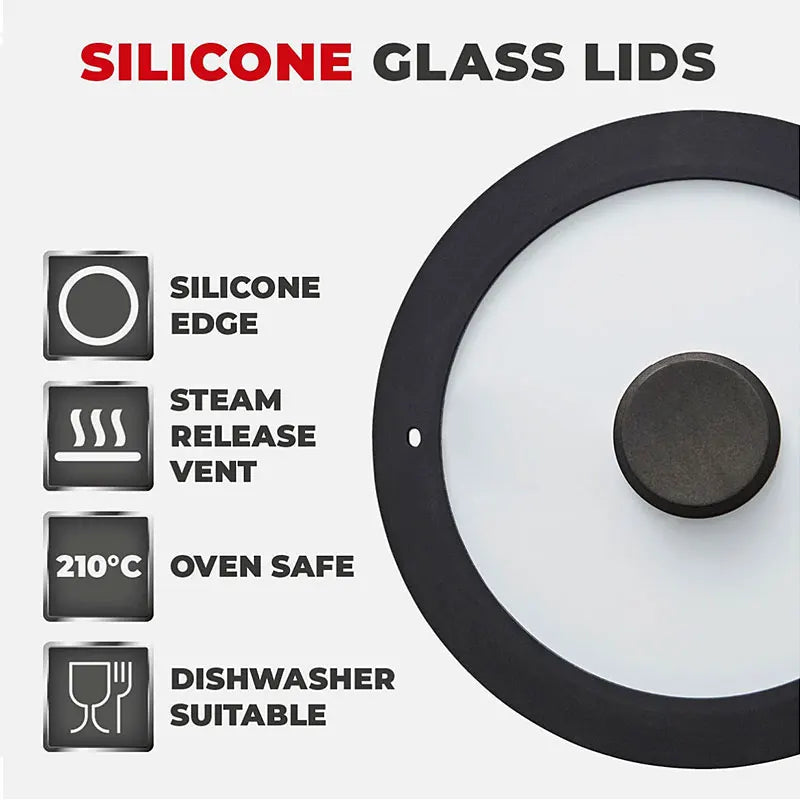 Universal Tempered Glass Pot Lid 18/20/26cm | Silicone Seal Cookware Lid Axl