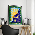 Sun Moon Elegant Canvas Wall Art – Vintage Floral Poster Print Canvas Wall Art Axl Black19 40X50cmFrameless
