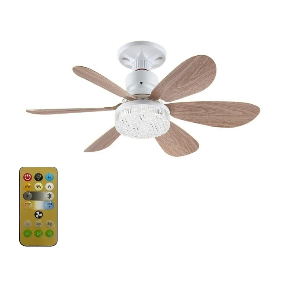 Minimalist LED Ceiling Fan Light with Remote 30W/40W Dimmable LED Ceiling Fan Light Axl Wood grain-40w