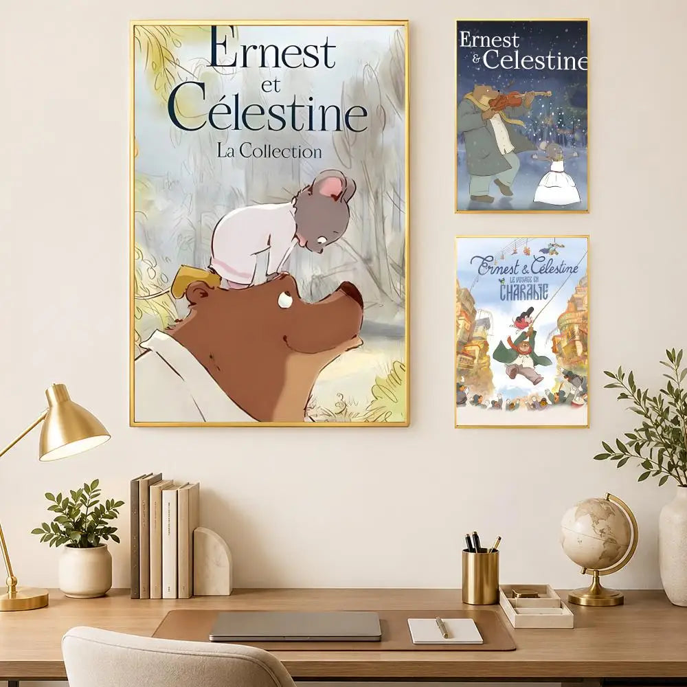 Ernest & Celestine HD PVC Self-Stick Wall Art Poster Wall Art Poster Axl