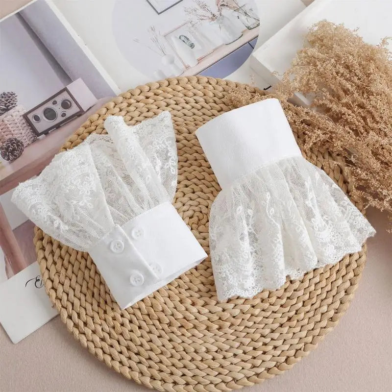White Lace Detachable Cuffs – Fake Sleeves for Bridal & Costume Detachable Lace Cuffs Axl White