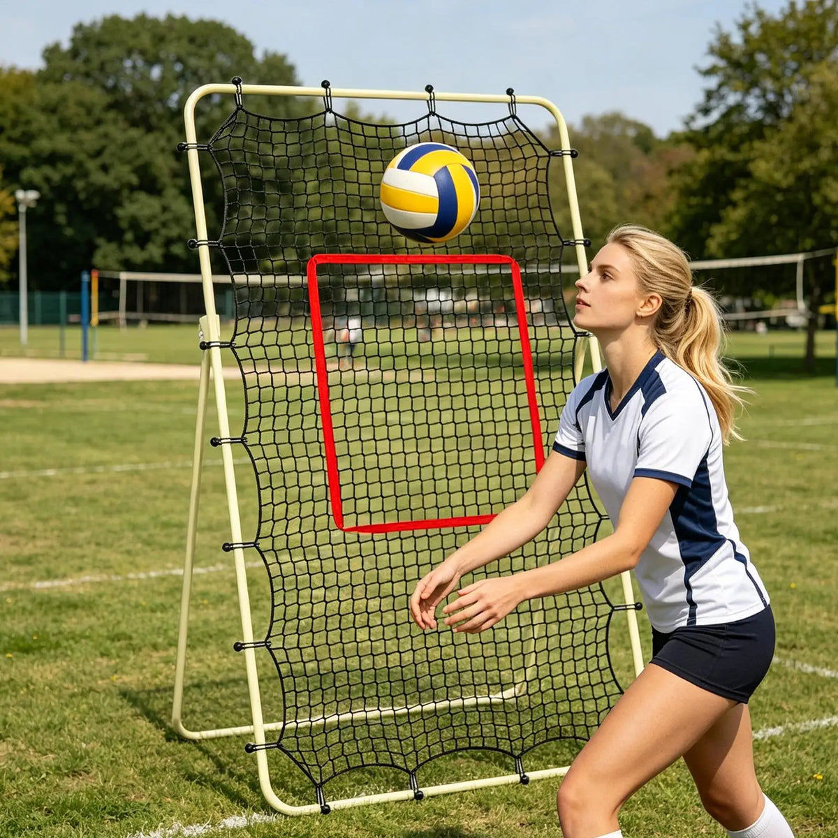 7x4FT Portable Volleyball Rebounder Net with Target Stripe Volleyball Rebounder Net Axl
