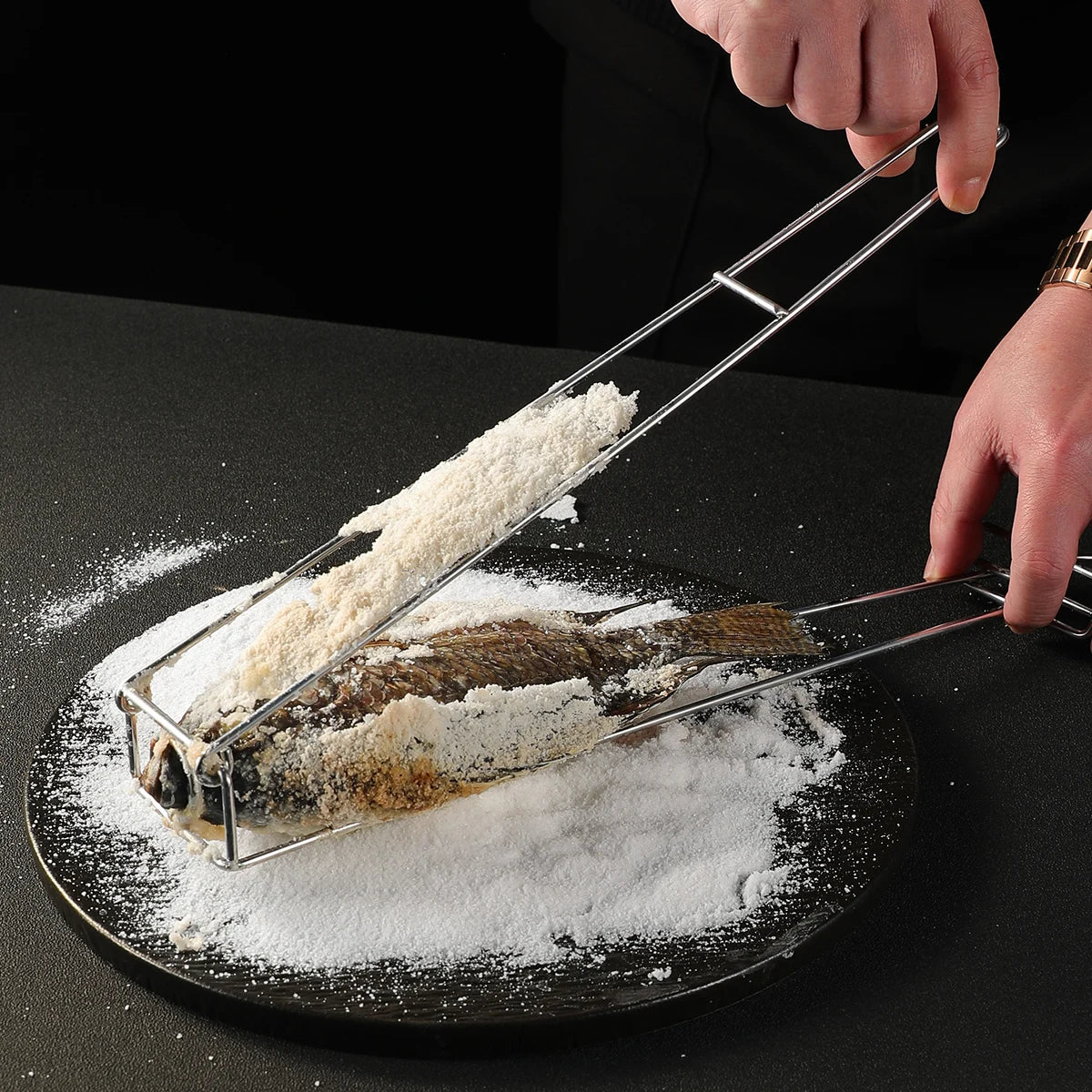Stainless Steel Fish Grill Tongs | BBQ Net Basket Tool BBQ Grill Tongs Axl