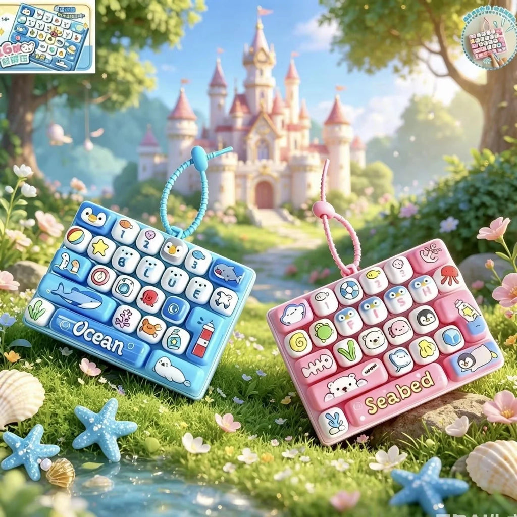 26-Key Cartoon Animal Squeeze Keyboard Keychain Clicker Toy Fidget Keychain Toy Axl