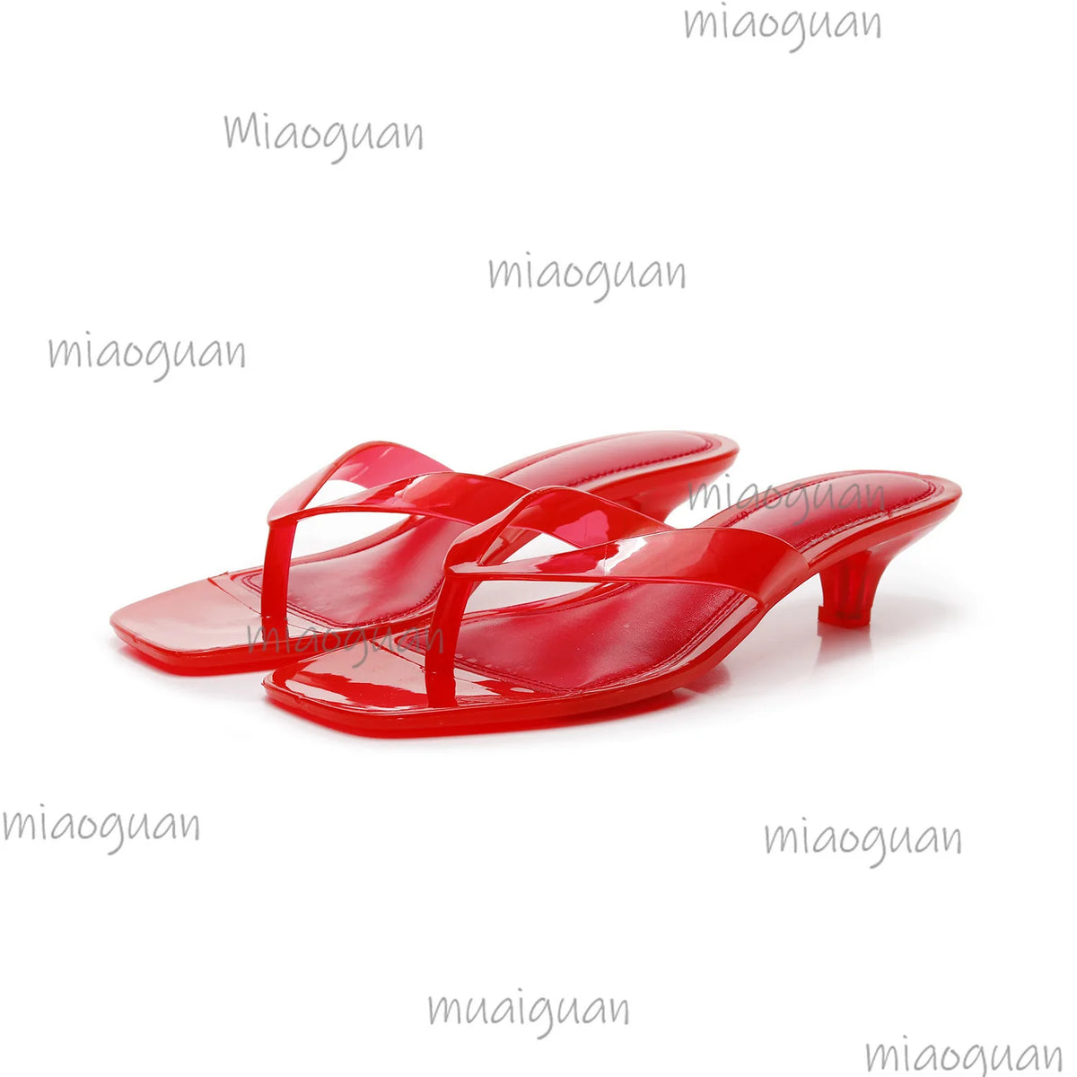 Women's Clear Jelly Slides – Square Toe Low Heel Summer Sandals Jelly Slide Sandals Axl