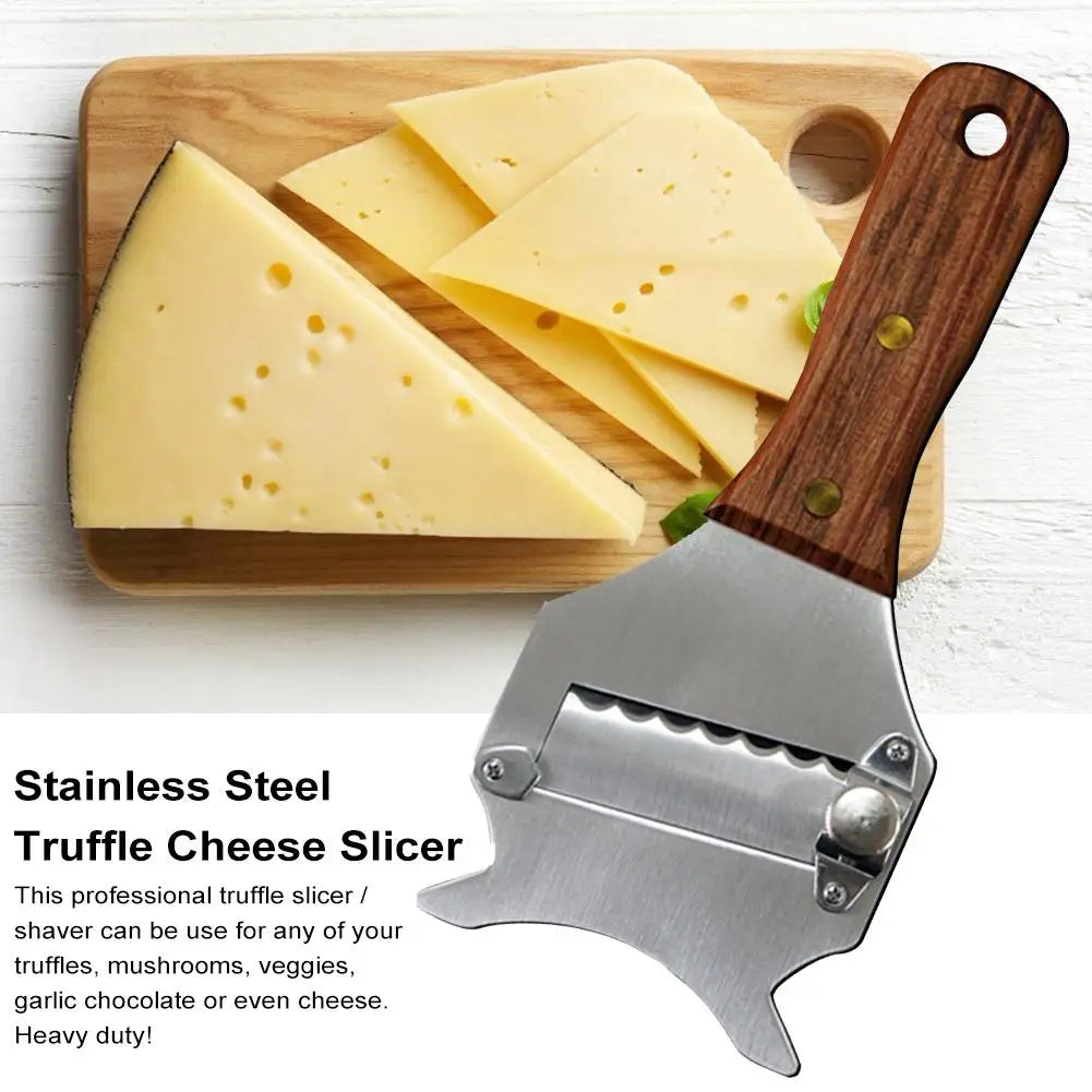 Stainless Steel Truffle Slicer & Cheese Shaver – Wooden Handle Truffle Cheese Slicer Axl
