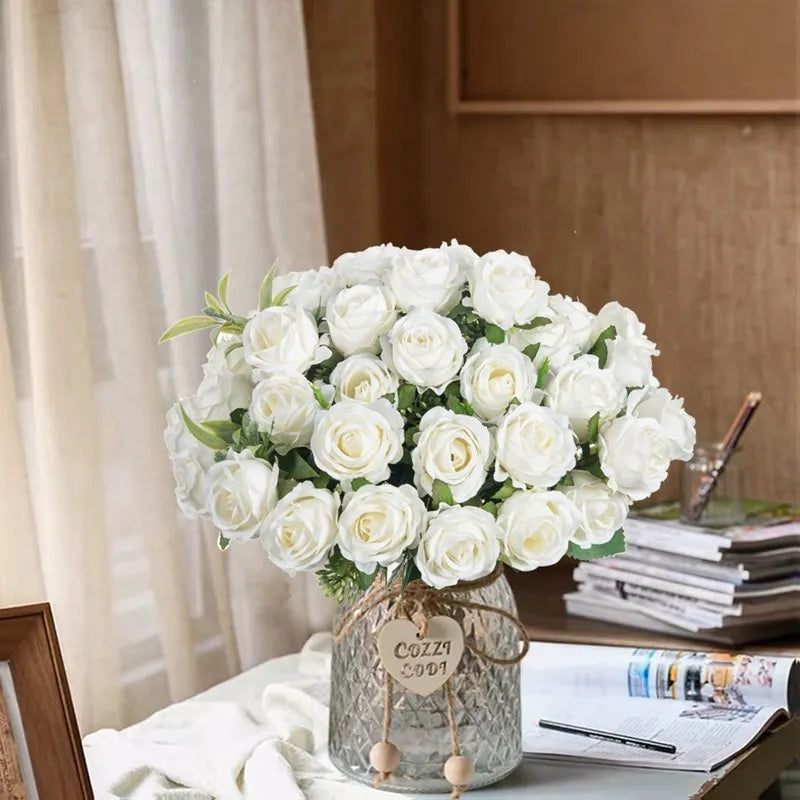10-Head Silk Rose Bouquet – Artificial Flowers for Home Decor Artificial Flower Bouquet Axl