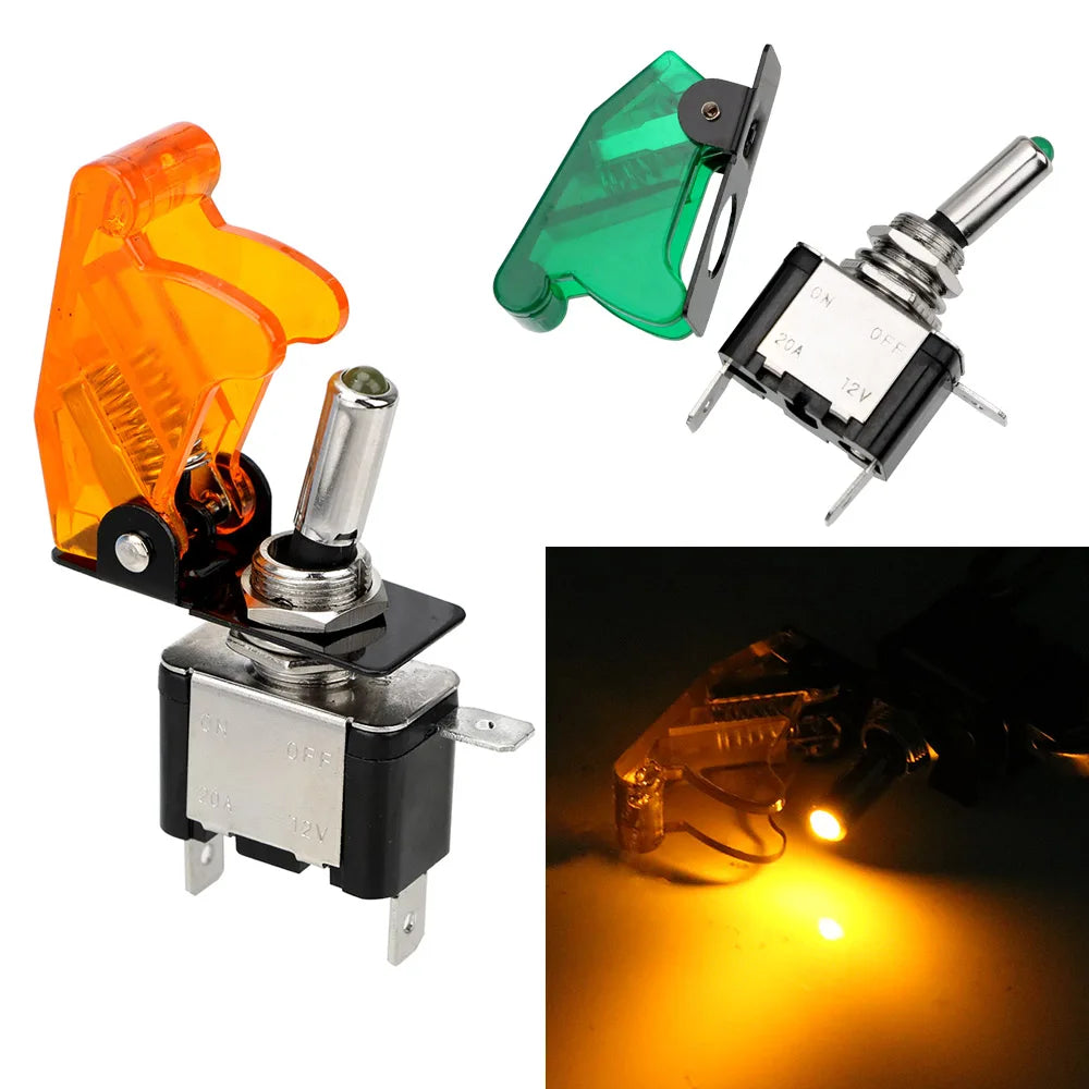 12V 20A LED Toggle Switch with Cover – SPST On/Off Car Switch Automotive Toggle Switch Axl